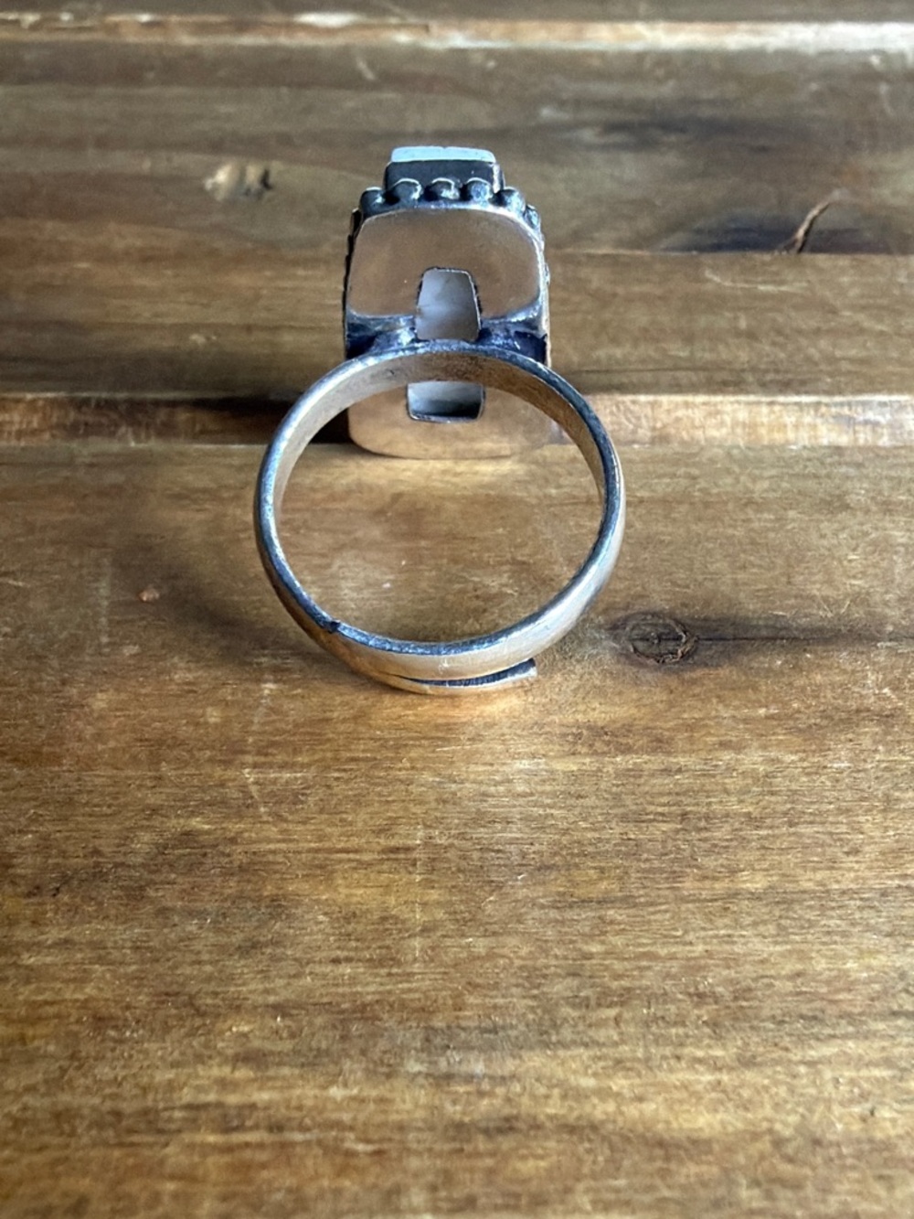 Vintage Bohemian Magnesite Gemstone Ring Adjustable Women Size 7.5 Silver 925 - Picture 4 of 4
